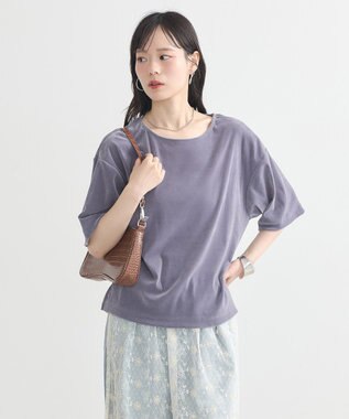 earth music&ecology シアーベロアＴｅｅ Blue