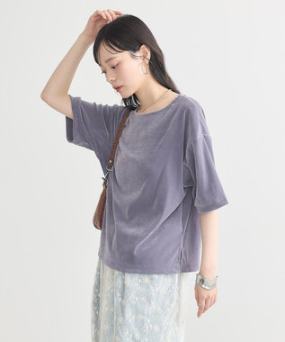 earth music&ecology シアーベロアＴｅｅ Blue