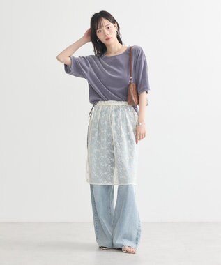 earth music&ecology シアーベロアＴｅｅ Blue