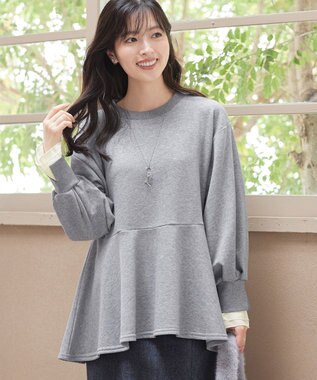 Tiaclasse 【吸水発熱・洗える】袖口ドッキングカットソープルオーバー