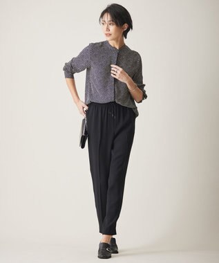 ICB 【洗える】 ライトダブルクロス ドロストパンツ ブラック系