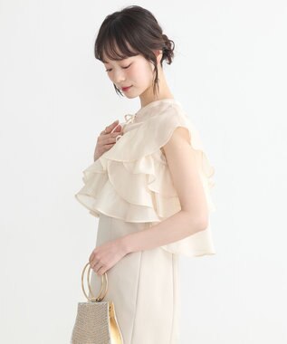 earth music&ecology SET2点フリルボレロ＋ナローワンピース ライトベージュ