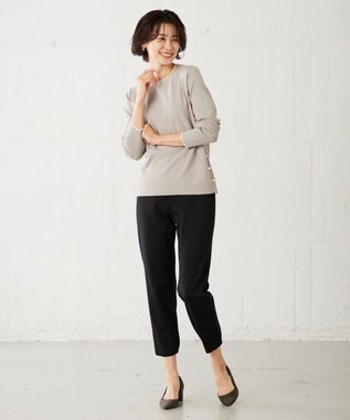 J.PRESS LADIES 【洗える】 バーズアイジャージー パンツ ブラック系