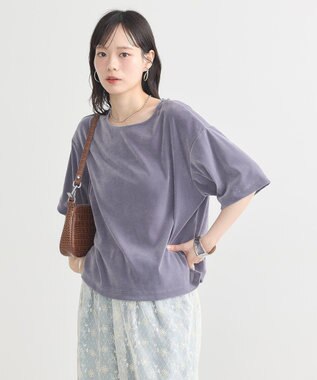 earth music&ecology シアーベロアＴｅｅ Blue