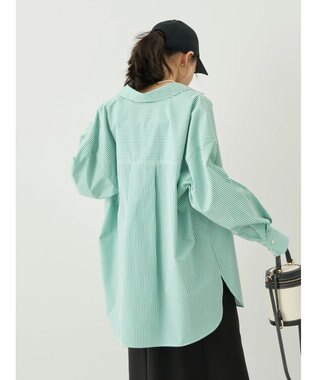 earth music&ecology ボーイズライクシャツ Stripe Green