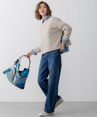 23区 S 【滝沢眞規子さん着用/VERY掲載/洗える】23区DENIM ストレッチ ワイドパンツ ウォッシュドブルー系