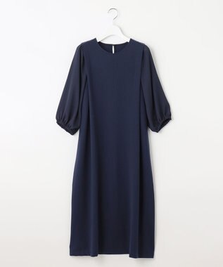Feroux 【洗える】ジョーゼットコンビポンチ ワンピース ネイビー系