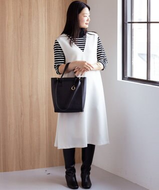 組曲 2WAYハンドルスクエアトート バッグ ブラック系