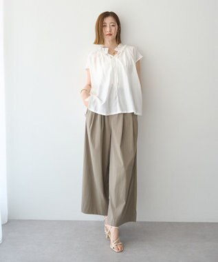 YECCA VECCA ギャザーリボンブラウス Off White