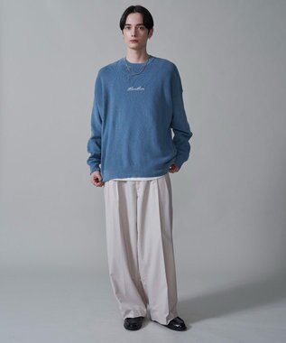 WEGO 【2点SET】アクセ付きワンポイントニットプルオーバー サックス