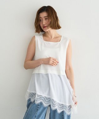 YECCA VECCA 2wayアシメデザインノースリーブブラウス Off White