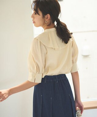 Feroux 【洗える】ラッフルフリル ブラウス ベージュ系