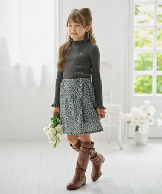 組曲 KIDS 【110-140㎝】モノトーンフラワーコーデュロイ キュロット ブルー系5