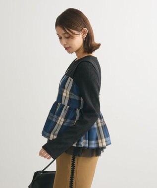 Green Parks ・ＳＵＧＡＲ　ＳＰＯＯＮ　チェックペプラムビスチェ Blue