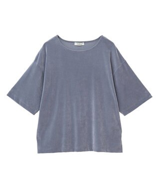 earth music&ecology シアーベロアＴｅｅ Blue