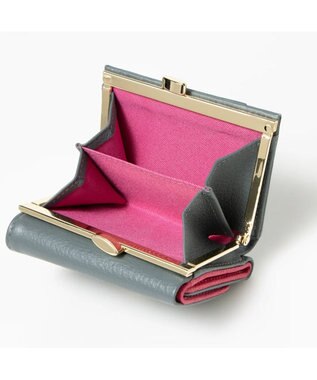 UNBILLION perche カラーコンビ3つ折り外ガマウォレット グレー