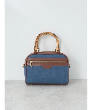 earth music&ecology バンブーテイストハンドルバッグ Dark Blue