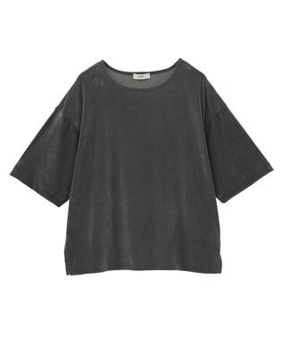 earth music&ecology シアーベロアＴｅｅ Charcoal Gray