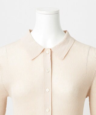 23区 【GOLD LABEL】コットンリネンシアー ニットポロカーディガン サンドベージュ系