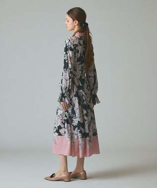 GRACE CONTINENTAL ボタニカルドレープワンピース ブラック