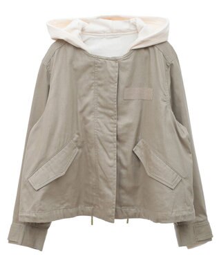 earth music&ecology パーカー付きミリタリーブルゾン Beige