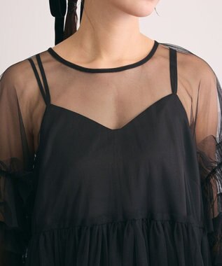 Green Parks ・Ｒａｉｌｍｅ　チュールワンピース（インナーＯＰ付） Black