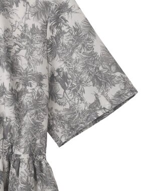 YECCA VECCA サファリ柄フレアシャツワンピース Off White