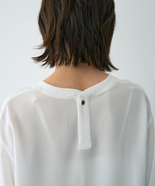 YECCA VECCA リブMIXジョーゼットブラウス Off White