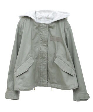 earth music&ecology パーカー付きミリタリーブルゾン Khaki