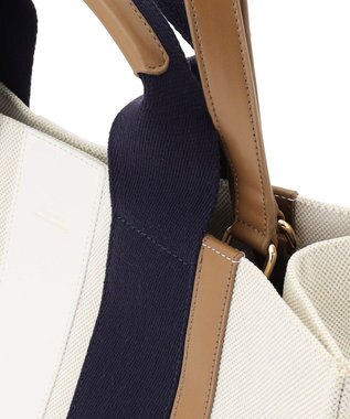 23区 【先行予約】ストライプキャンバス トートバッグ ベージュコンビ