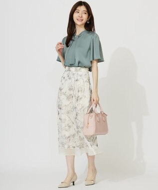 ANY SIS 【WEB・一部店舗限定】ハッチングフラワープリント スカート アイボリー系