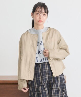 earth music&ecology パーカー付きミリタリーブルゾン Beige