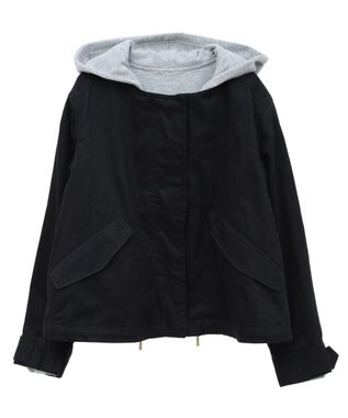 earth music&ecology パーカー付きミリタリーブルゾン Black