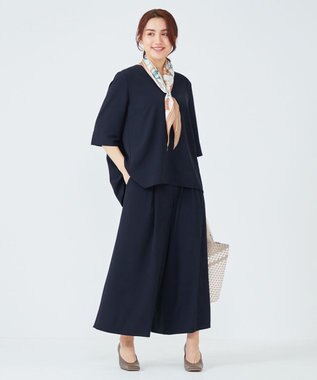 23区 L 【Lサイズ限定】ハイストレッチツイル パンツ ネイビー系