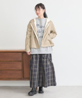 earth music&ecology パーカー付きミリタリーブルゾン Beige