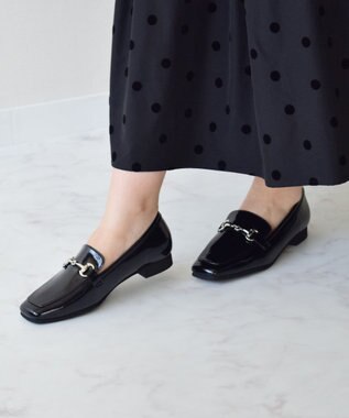 Bridget Birkin ＜抗菌消臭＞【Bridget Birkin】スクエアトゥビットローファー ブラックエナメル