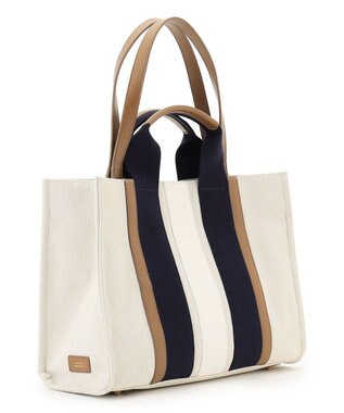 23区 【先行予約】ストライプキャンバス トートバッグ ベージュコンビ