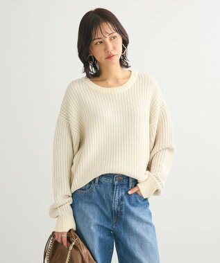 Green Parks ・ＥＬＥＮＣＡＲＥ　ＤＵＥ　タック編バイカラーニット Off White