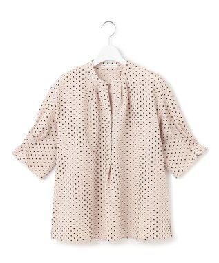 23区 S 【WEB&一部店舗限定/洗える】ドットプリント サッカー ブラウス ベージュ系