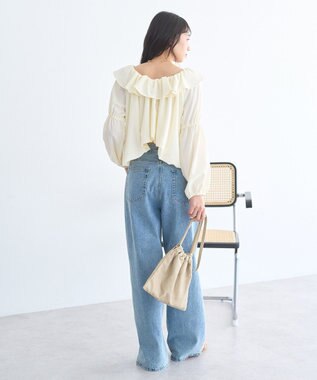 earth music&ecology 2wayオフショルバルーンヘムフリルブラウス Ivory