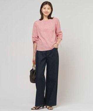 J.PRESS LADIES 【洗える】BASIC STRETCH DENIM ワイド ストレート デニム インディゴ系