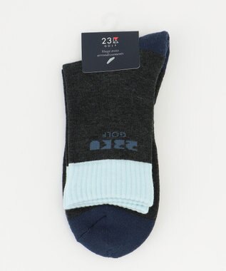 23区GOLF 【MEN】カラーブロック ハーフソックス グレー系