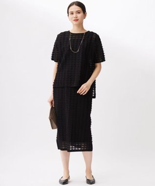 自由区 S 【セットアップ対応・洗える】シアーカットジャカード ニット ブラック