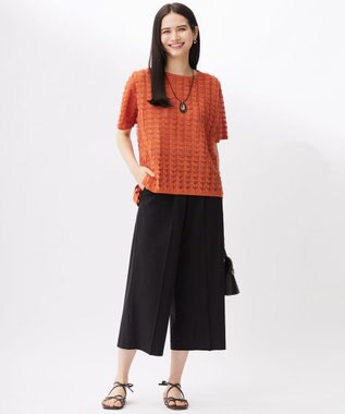 自由区 S 【セットアップ対応・洗える】シアーカットジャカード ニット グラムレッド