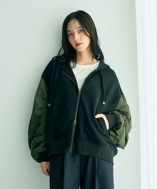 YECCA VECCA リブMIXジョーゼットブラウス Off White