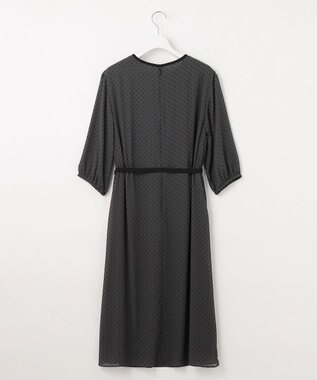 J.PRESS LADIES L 【洗える】ドットフロッキープリント ワンピース スレートベース系