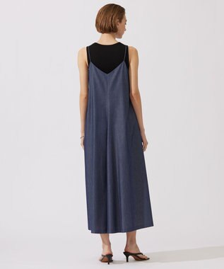 ICB 【洗える】PlaXコットンソフトデニム キャミソールワンピース インディゴ系
