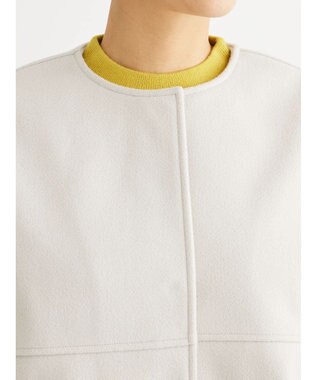 Green Parks 洗えるノーカラーショートコート Light Beige