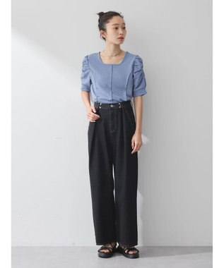 earth music&ecology ぽこぽこパワショルプルオーバー Blue