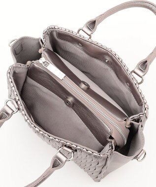 LA BAGAGERIE ランダムプリーツ2WAYハンドバッグ ガンメタリック